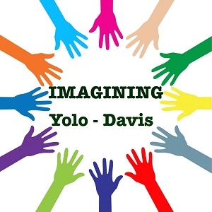 Imagining Yolo- Davis text with colorful hands
