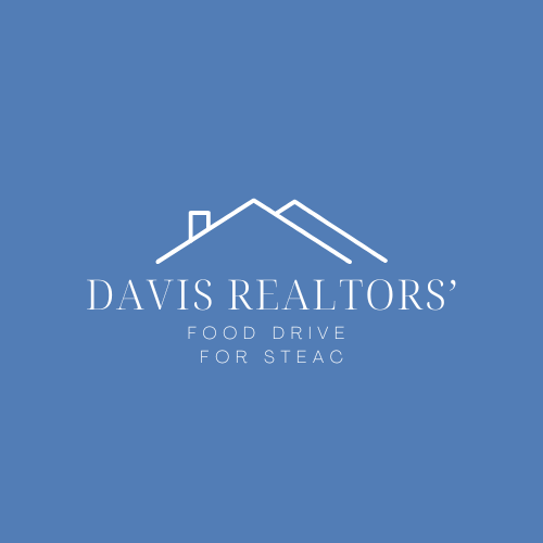 Davis Realtor's Food Drive wording with house rooftops